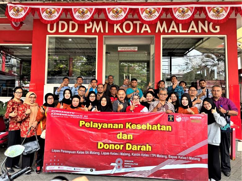 Donor Darah Petugas Lapas Kelas I Malang Dalam Rangka HDKD & HUT RI ke-78